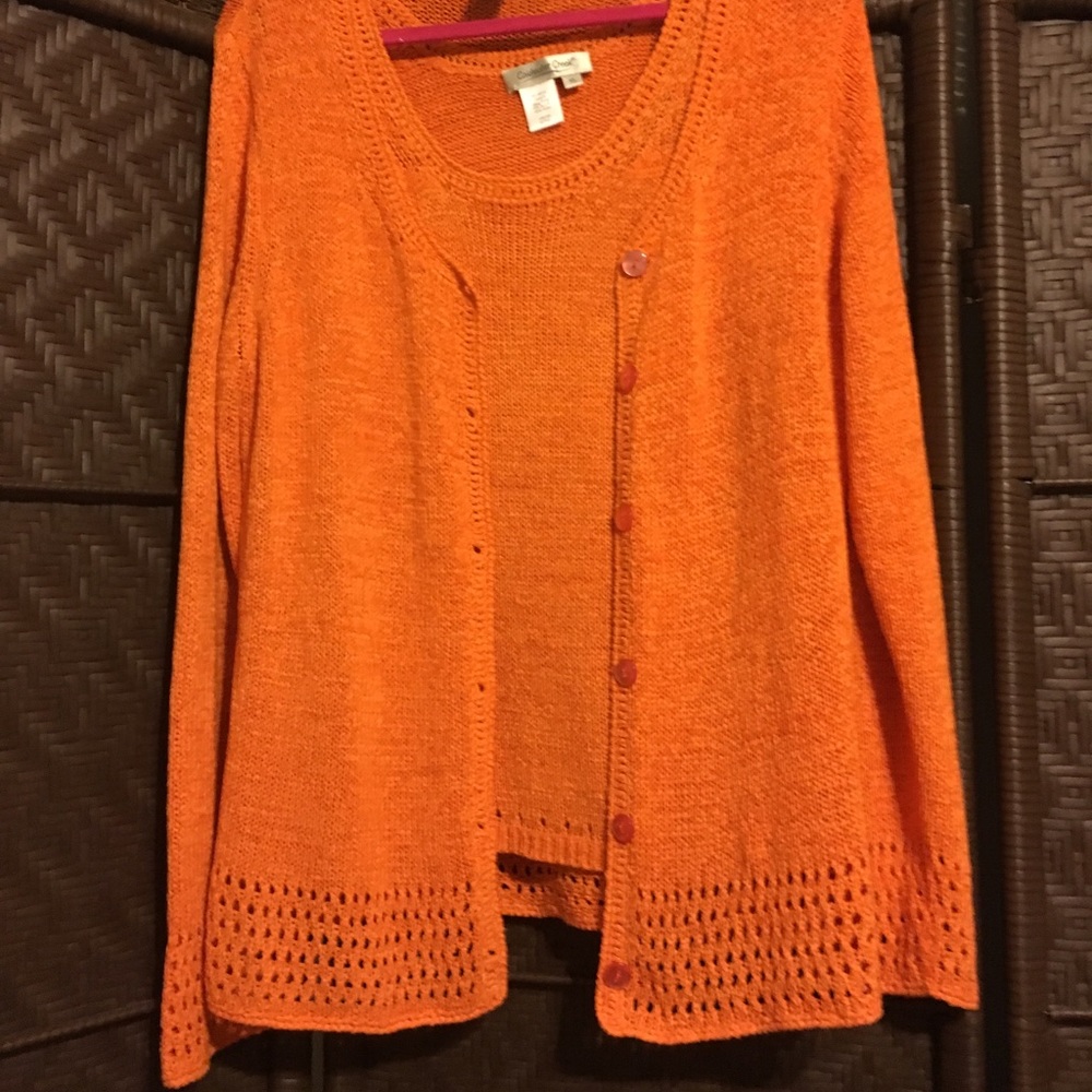 Cold water Creek orange Cardigan XL & Shell